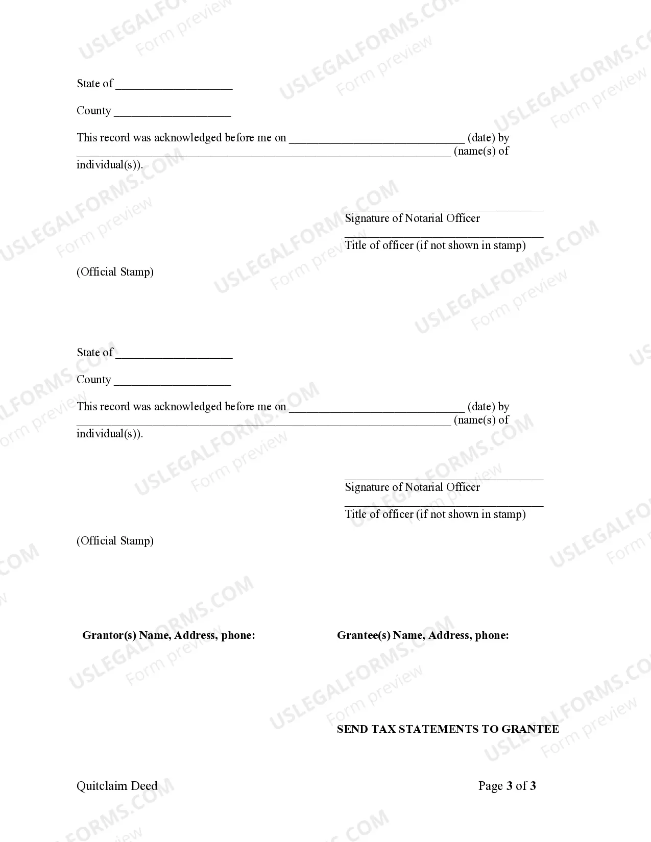 Preview Quitclaim Deed from Husband and Wife to Husband and Wife