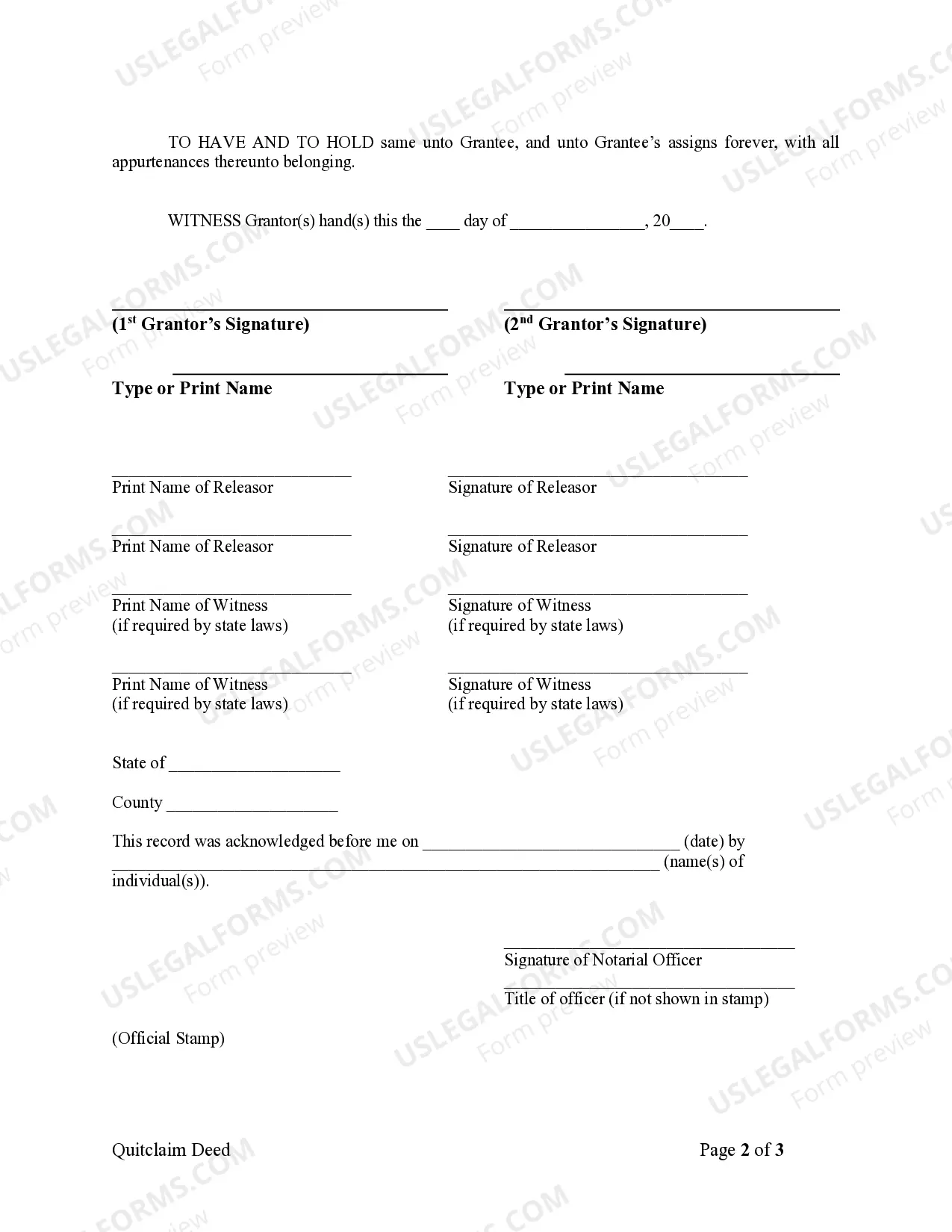 Preview Quitclaim Deed from Husband and Wife to an Individual