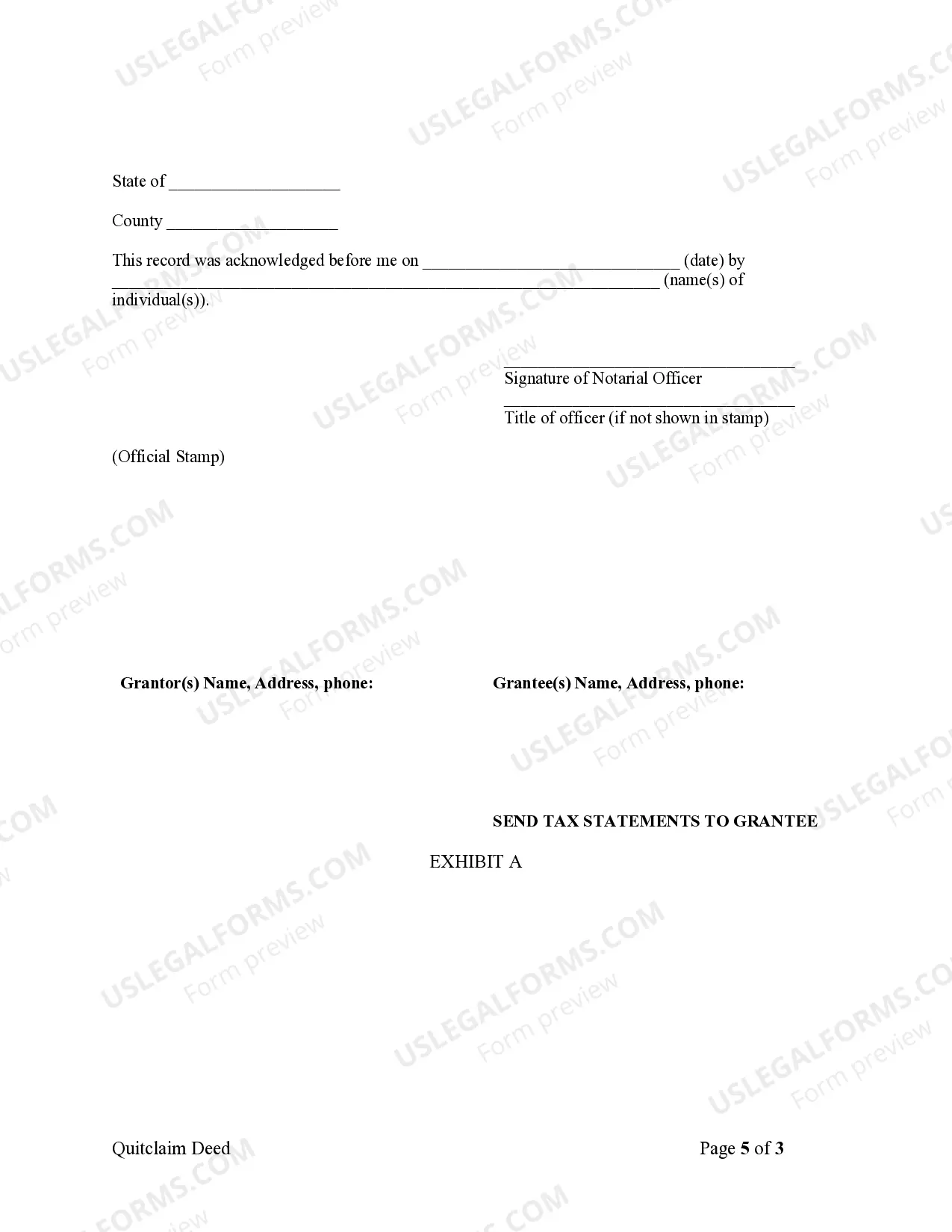 Preview Quitclaim Deed - Husband and Wife to a Trust