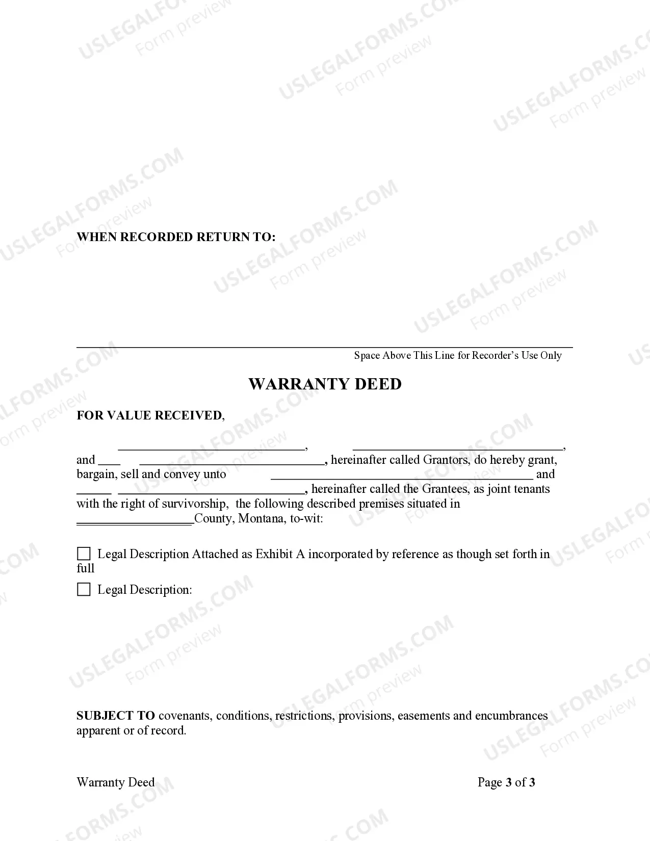 Preview Warranty Deed - Three Individuals to Two Individuals