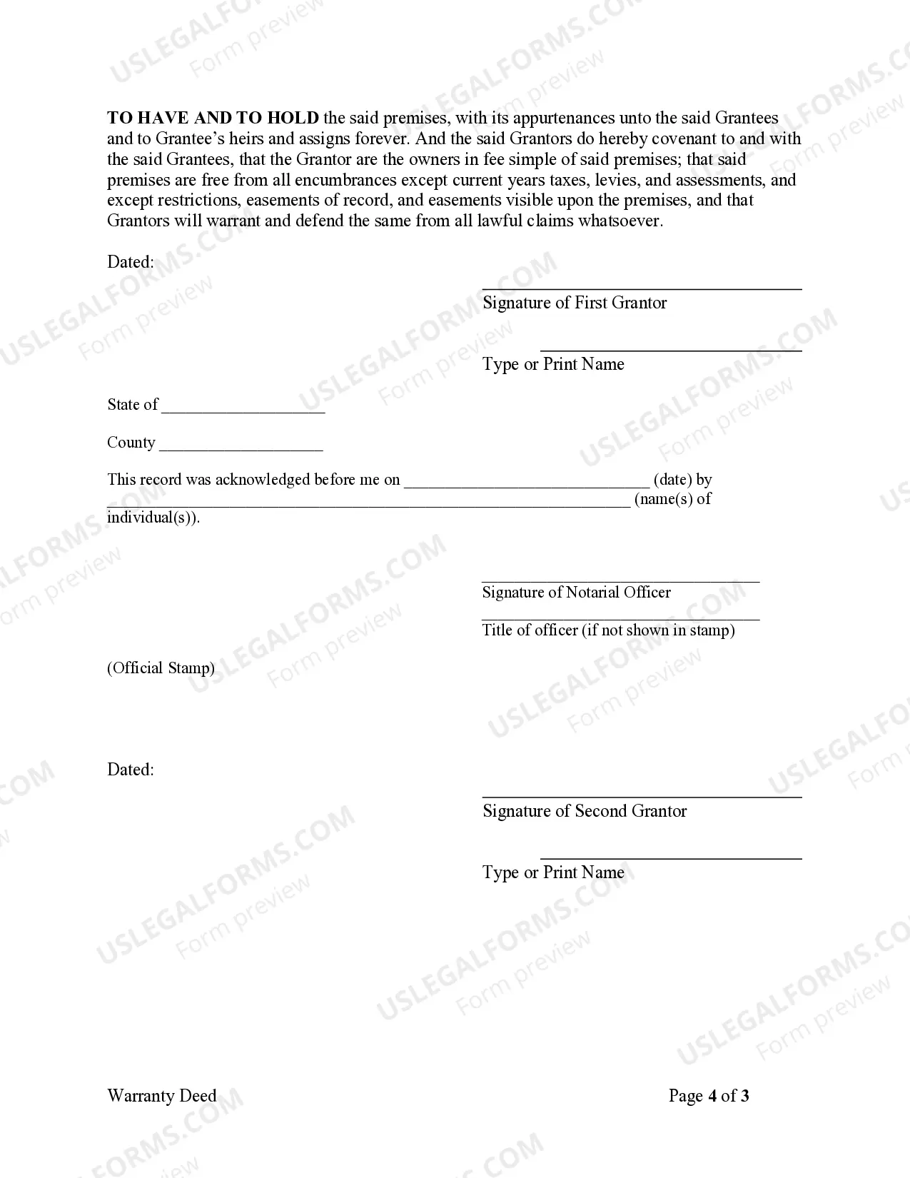 Preview Warranty Deed - Three Individuals to Two Individuals