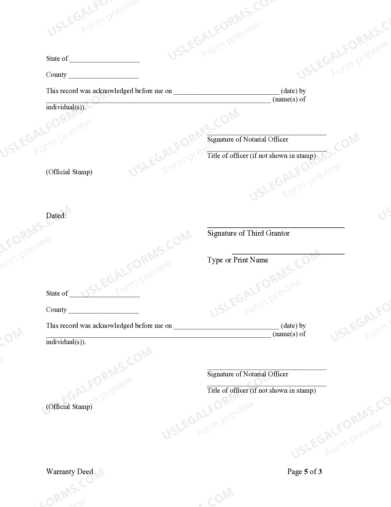 Preview Warranty Deed - Three Individuals to Two Individuals