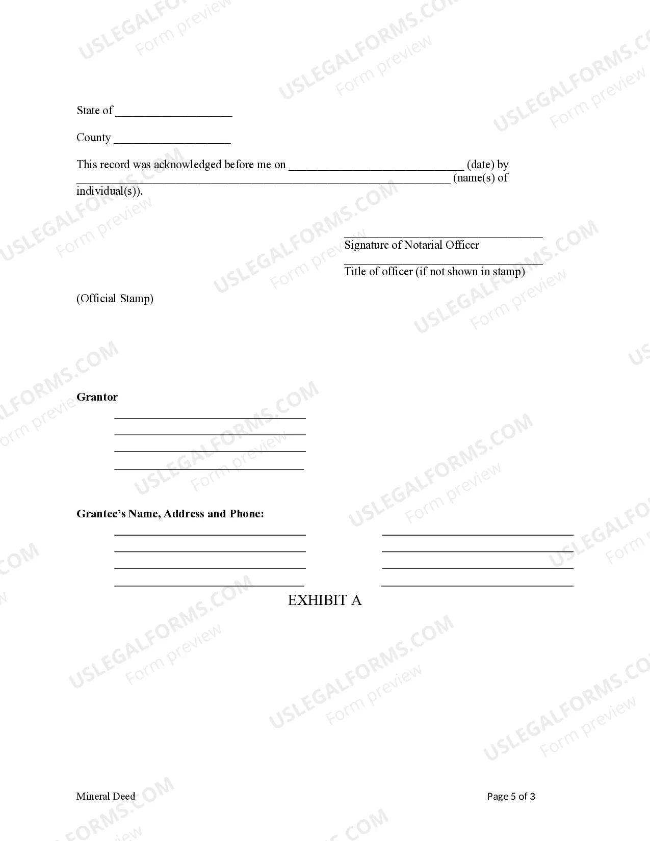 Preview Mineral Deed - Individual to Trustees of Trust