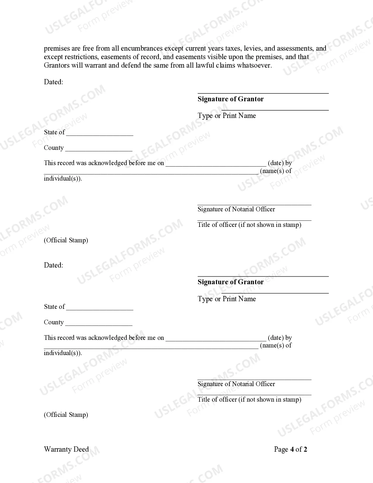 Preview Warranty Deed from Two Individuals to One Individual