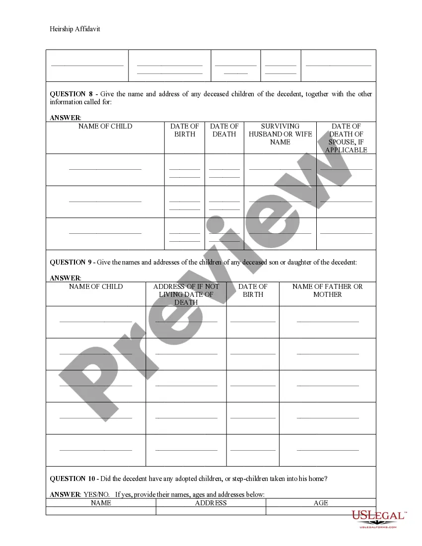Preview Heirship Affidavit - Descent