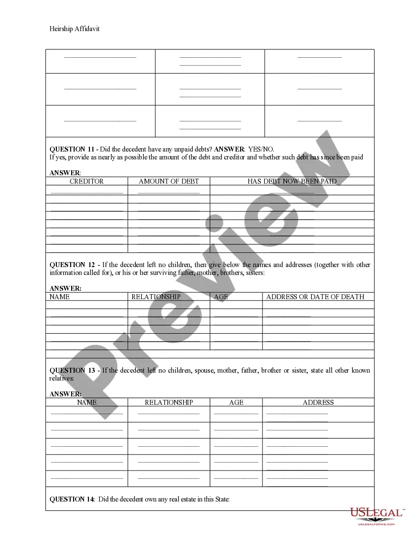 Preview Heirship Affidavit - Descent