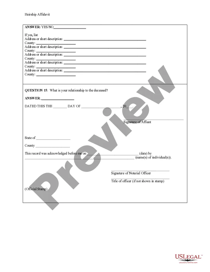 Preview Heirship Affidavit - Descent