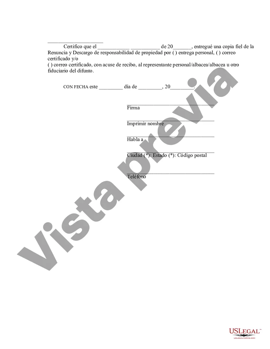 Preview Renuncia y renuncia de propiedad de Montana - Instrumento o contrato no testamentario