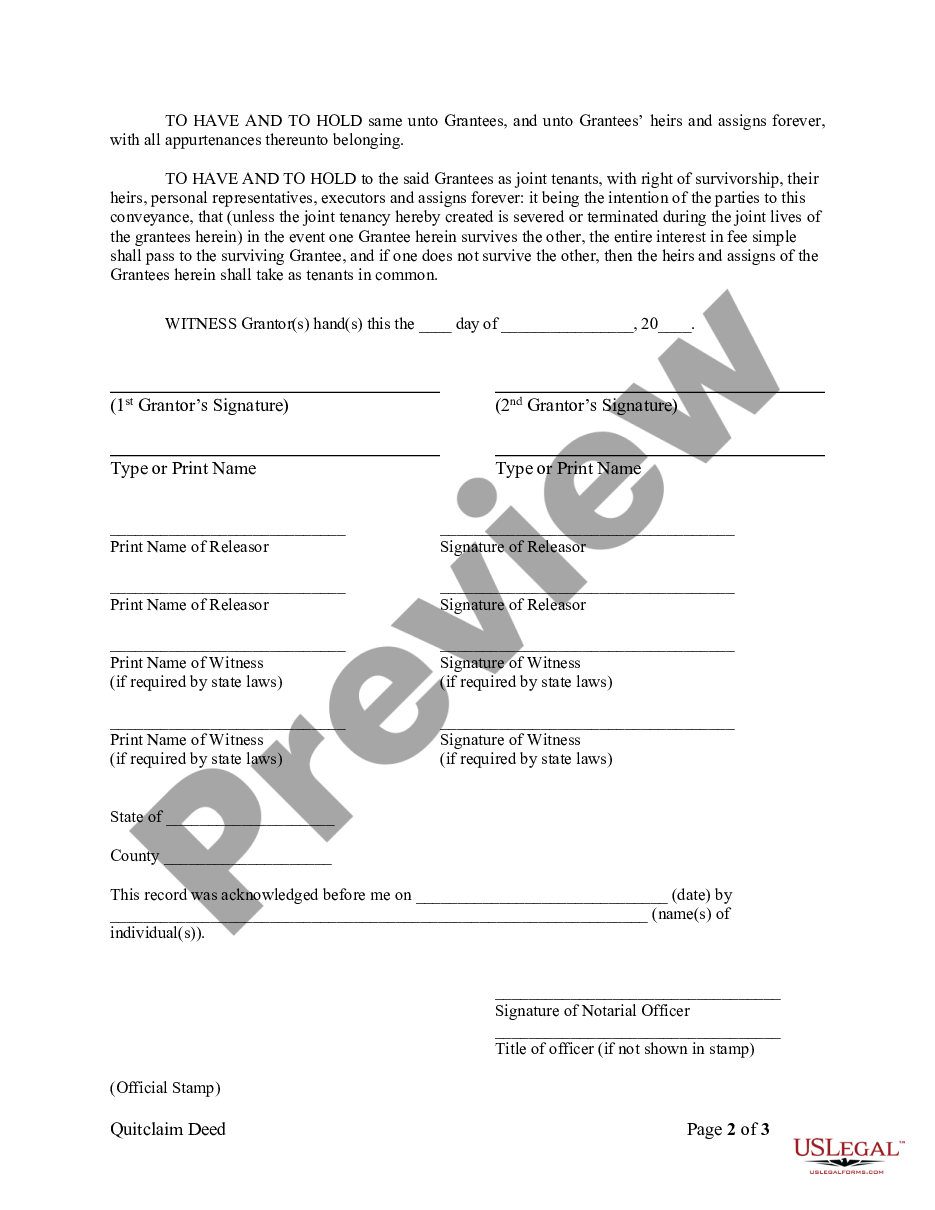 page 1 Quitclaim Deed by Two Individuals to Husband and Wife preview