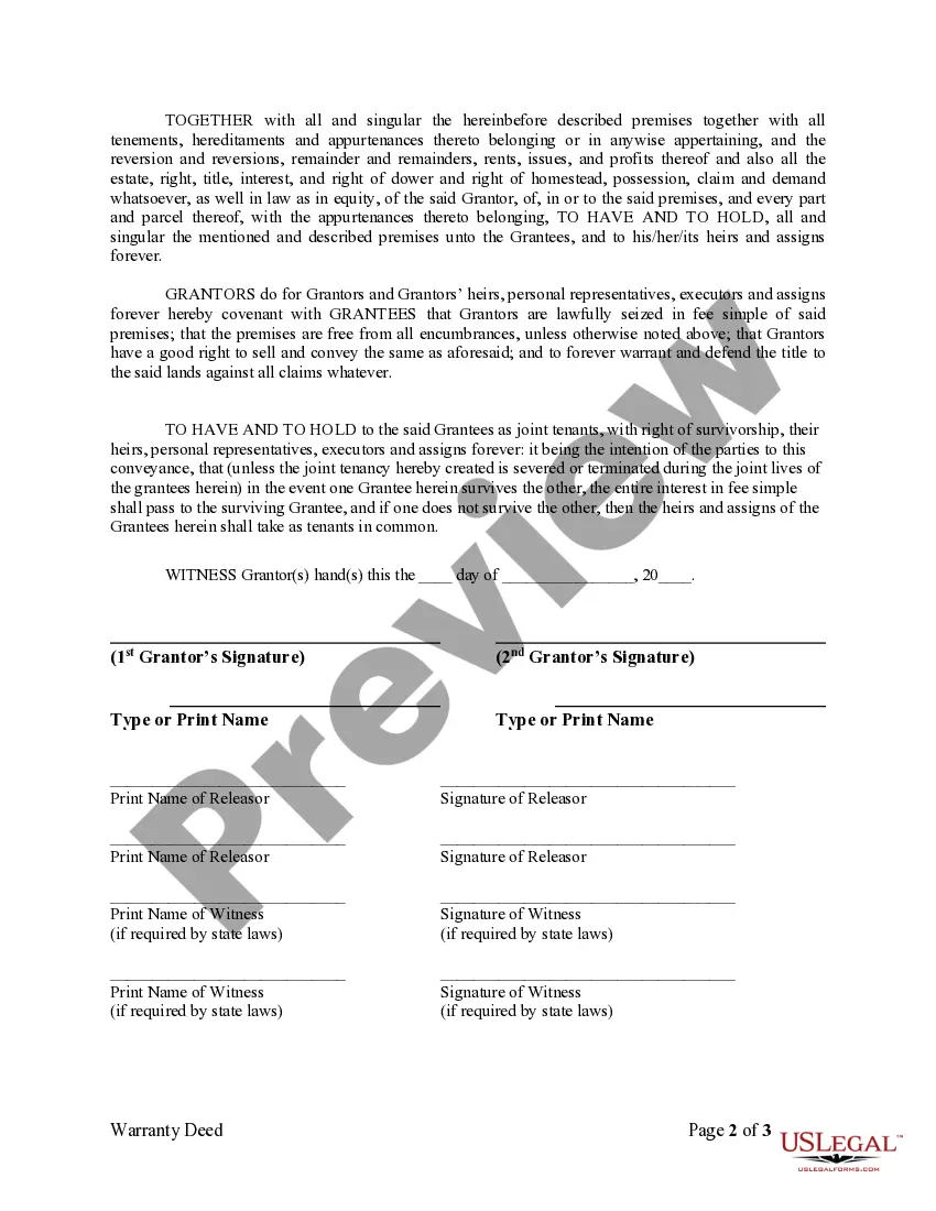 Preview Warranty Deed from two Individuals to Husband and Wife