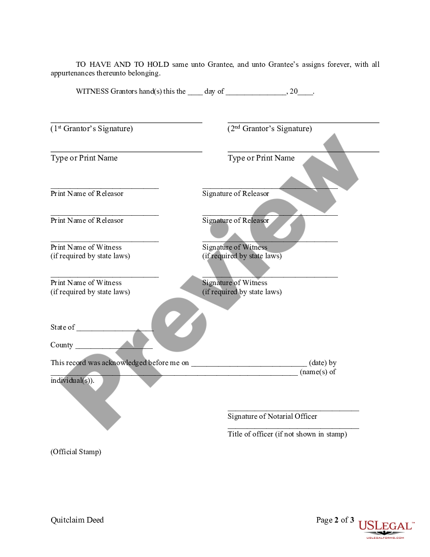 Montana Quitclaim Deed By Two Individuals To Llc Limited Liability Company Us Legal Forms 4118