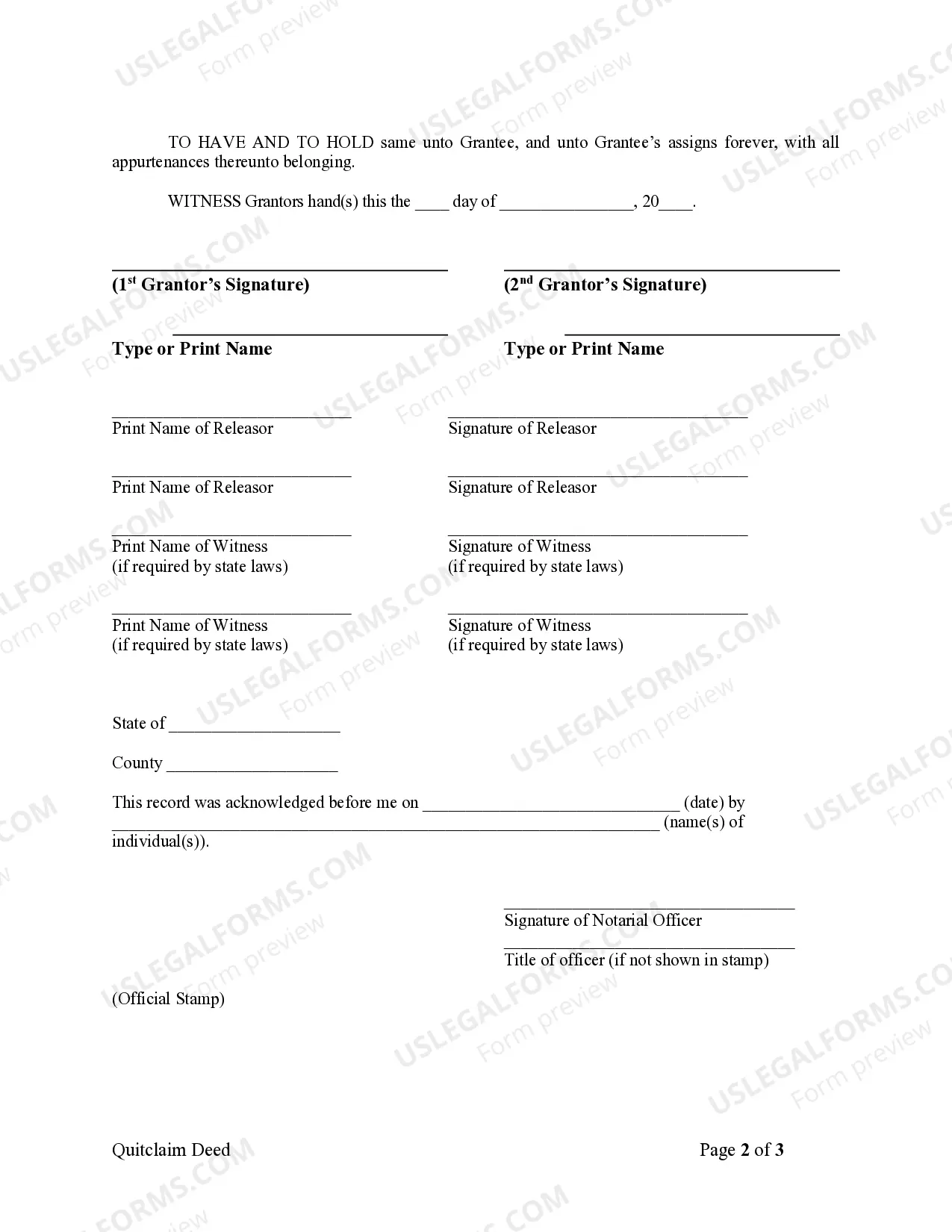 Preview Quitclaim Deed by Two Individuals to LLC