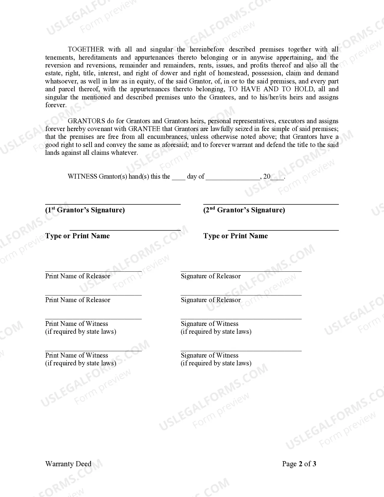 Preview Warranty Deed from two Individuals to Corporation