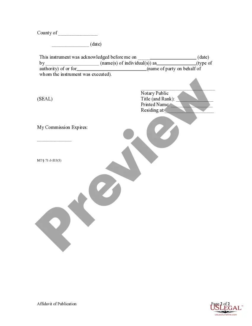 Preview Affidavit of Publication - Corporation