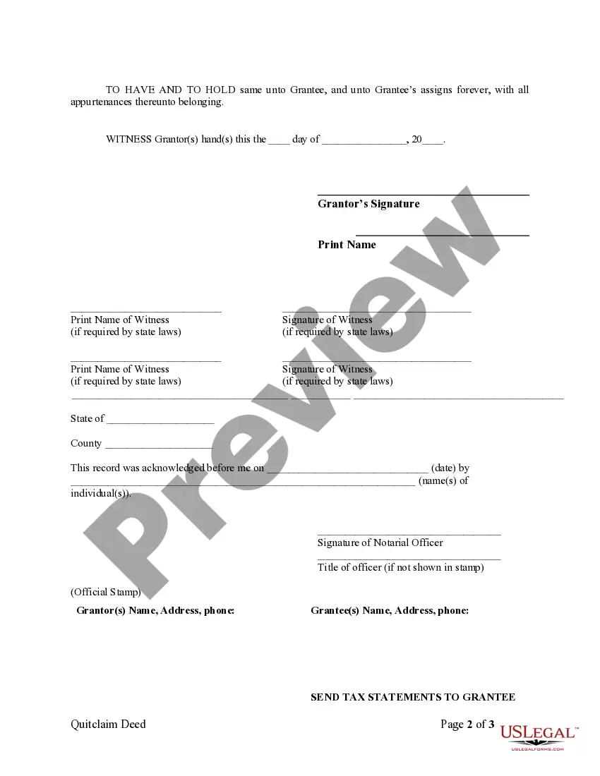 Preview Quitclaim Deed from Individual to LLC