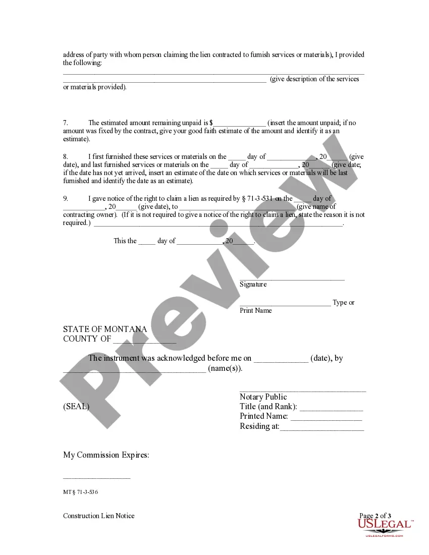 Get Construction Lien Notice - Individual Preview Construction Lien Notice - Individual