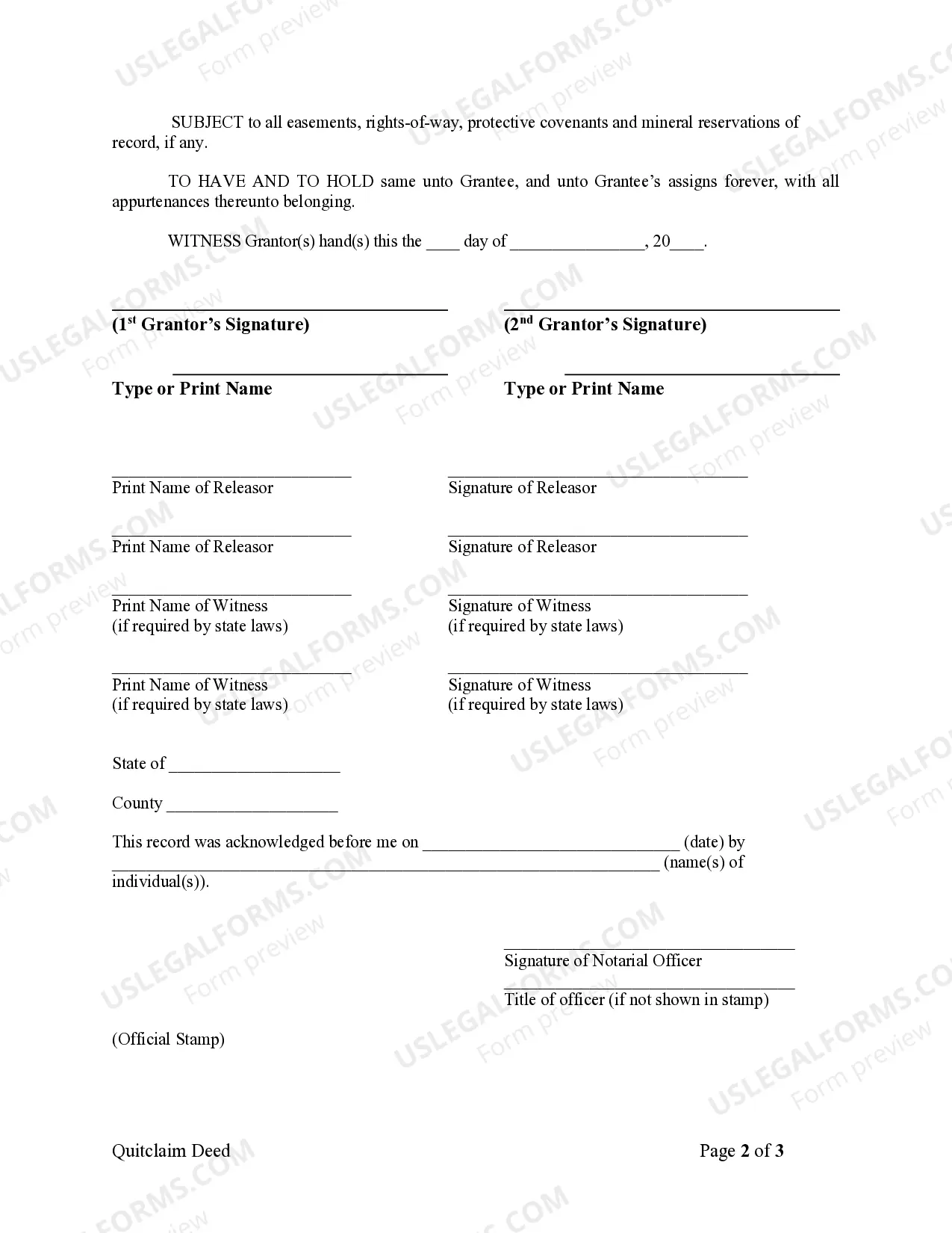 Preview Quitclaim Deed from Husband and Wife to LLC