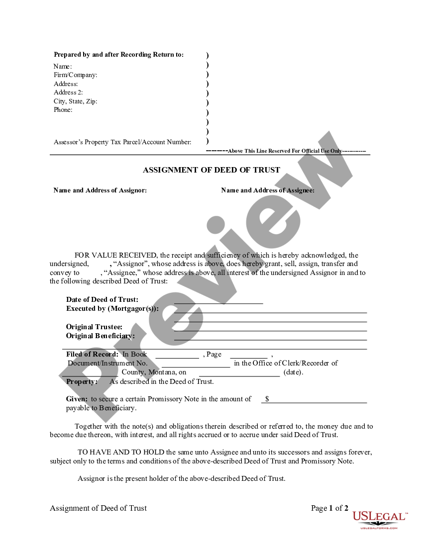 Montana Deed Of Trust Withdrawal Form | US Legal Forms