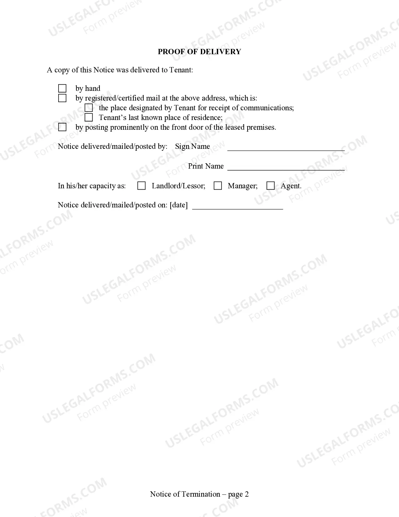Preview 30 Day Notice to Terminate Periodic Lease for Nonresidential from Landlord to Tenant