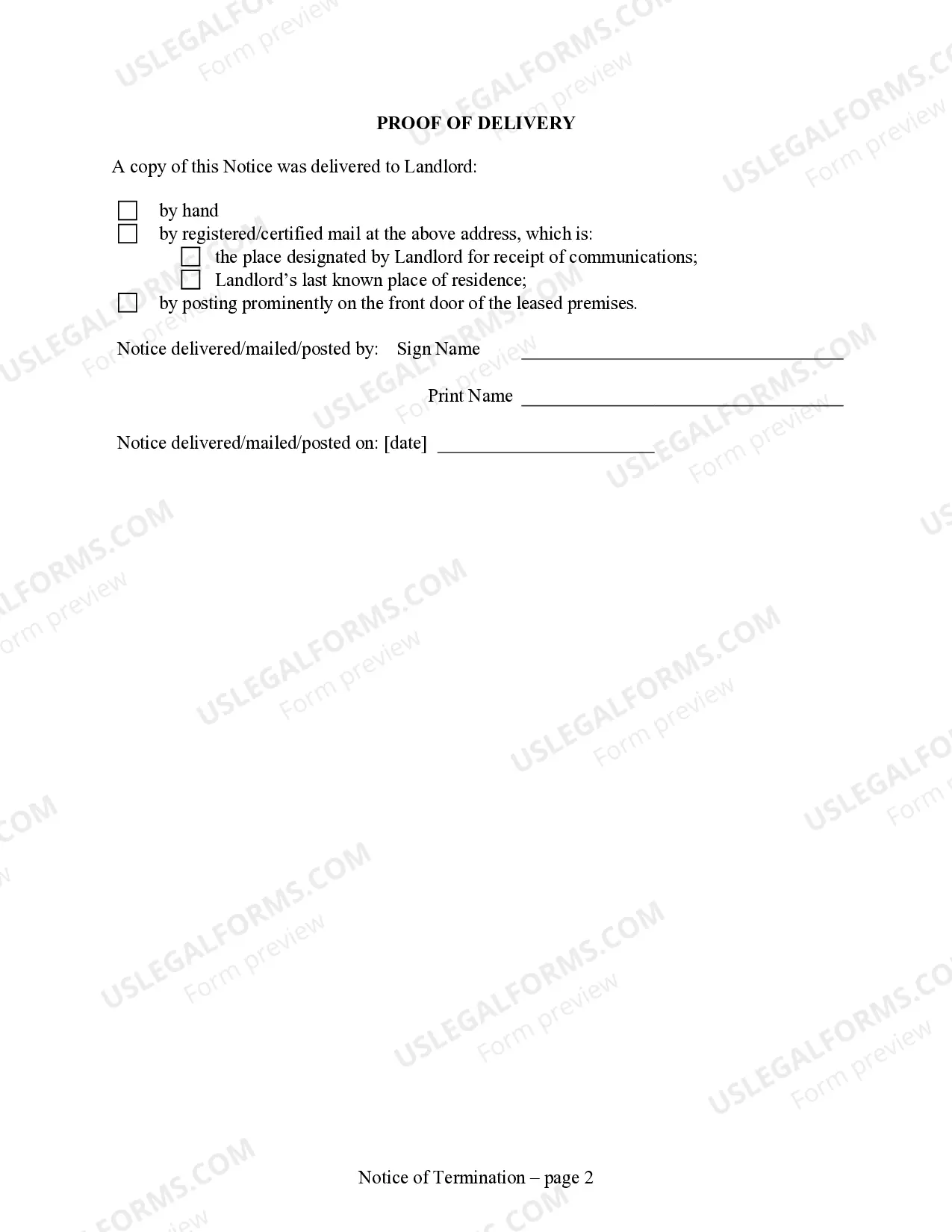 Preview 30 Day Notice to Terminate Periodic Lease - Nonresidential from Tenant to Landlord