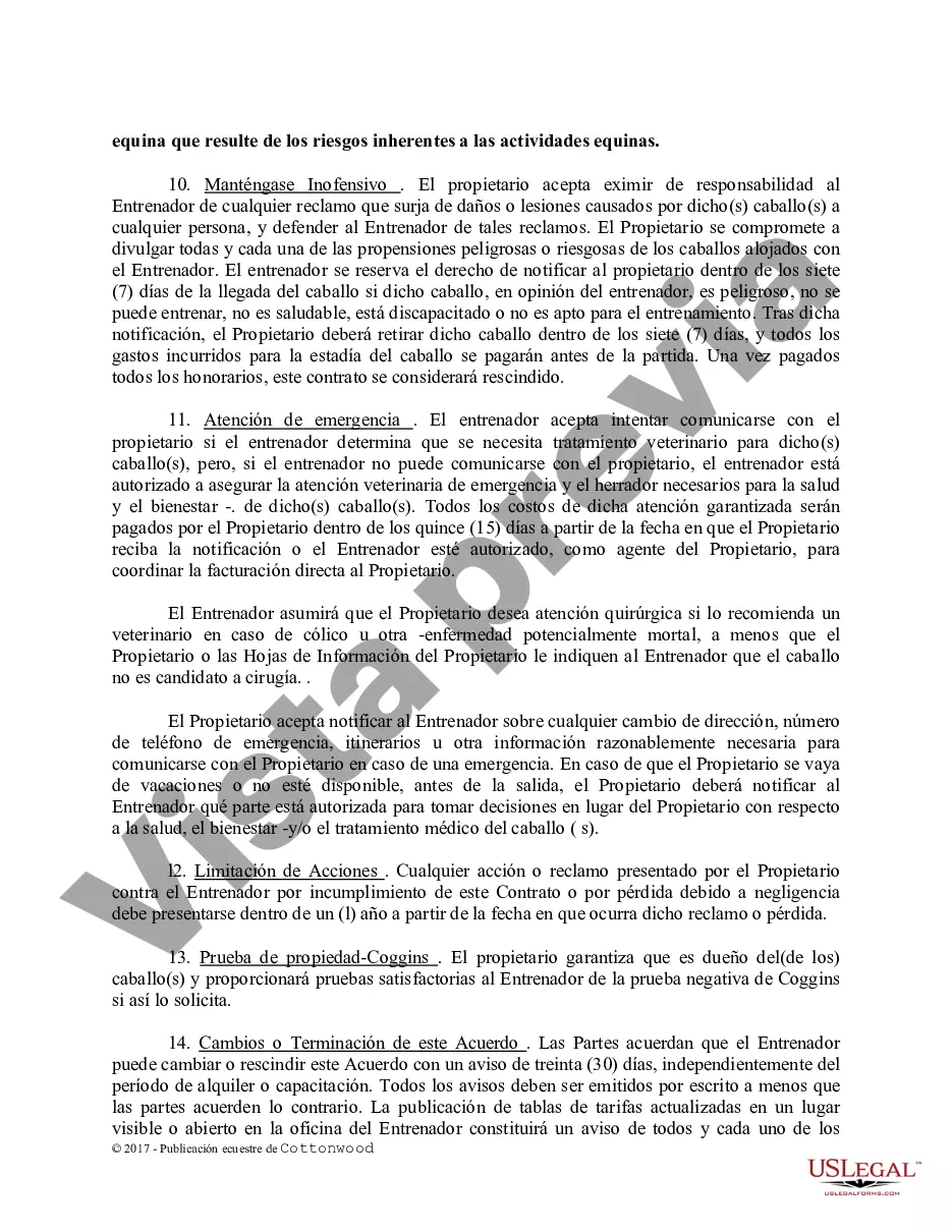 Preview Contrato de Entrenamiento - Caballo Equino Formas