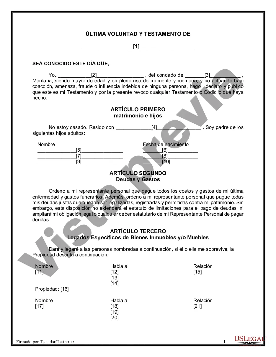 Preview Paquete de Testamentos Mutuos de Últimas Voluntades y Testamentos para Personas Solteras que conviven con Hijos Mayores de Edad
