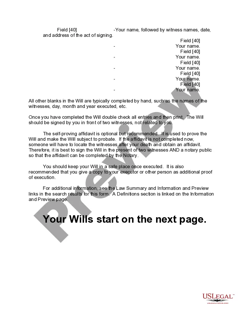 Preview Mutual Wills Package of Last Wills and Testaments for Man and Woman living together not Married with Adult Children