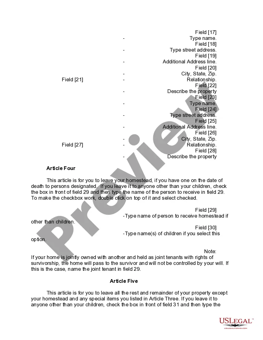 Preview Mutual Wills or Last Will and Testaments for Man and Woman living together, not Married with Minor Children