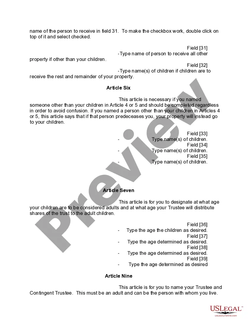 Preview Mutual Wills or Last Will and Testaments for Man and Woman living together, not Married with Minor Children