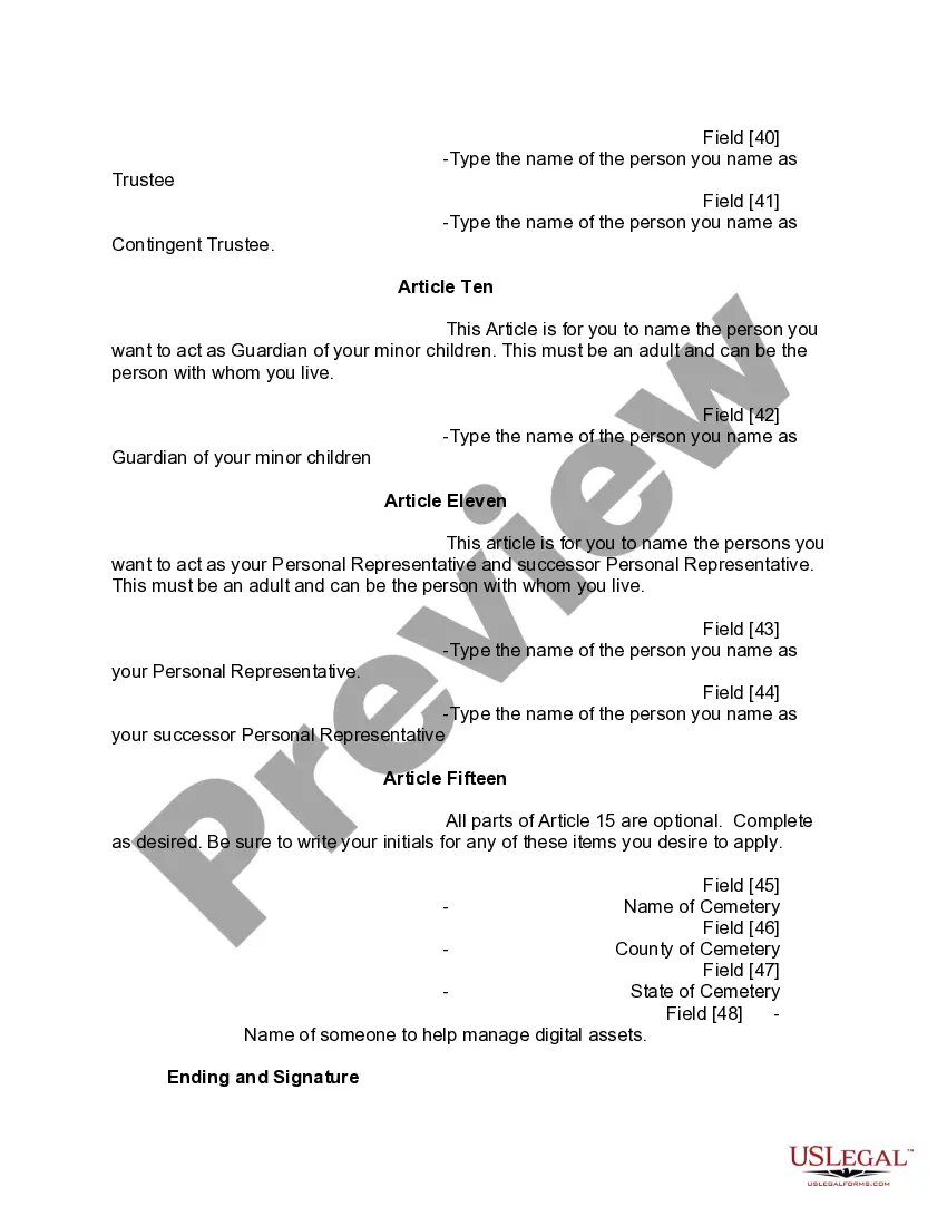 Preview Mutual Wills or Last Will and Testaments for Man and Woman living together, not Married with Minor Children