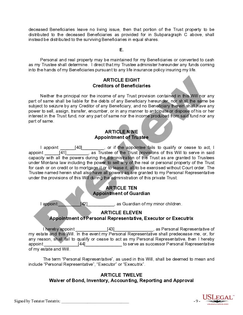 Preview Mutual Wills or Last Will and Testaments for Man and Woman living together, not Married with Minor Children