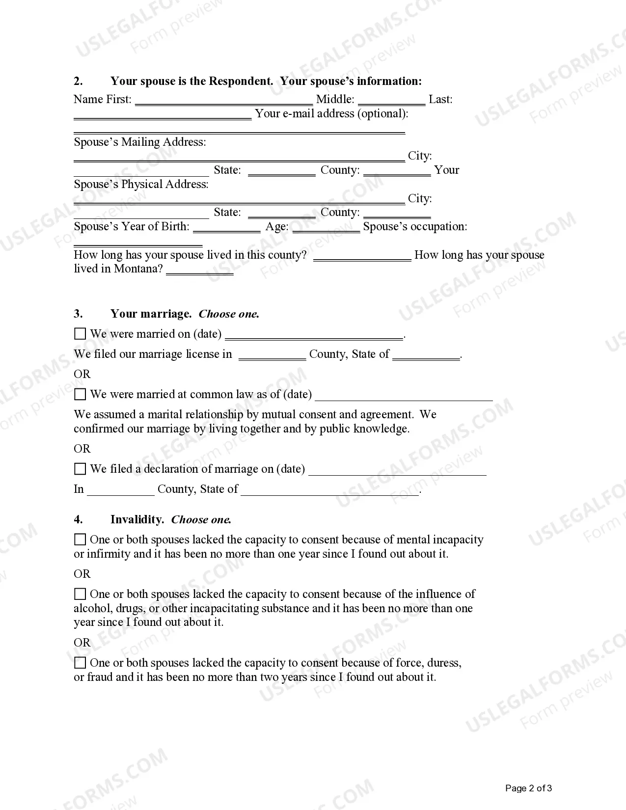 Preview Petition for Declaration of Invalidity of Marriage