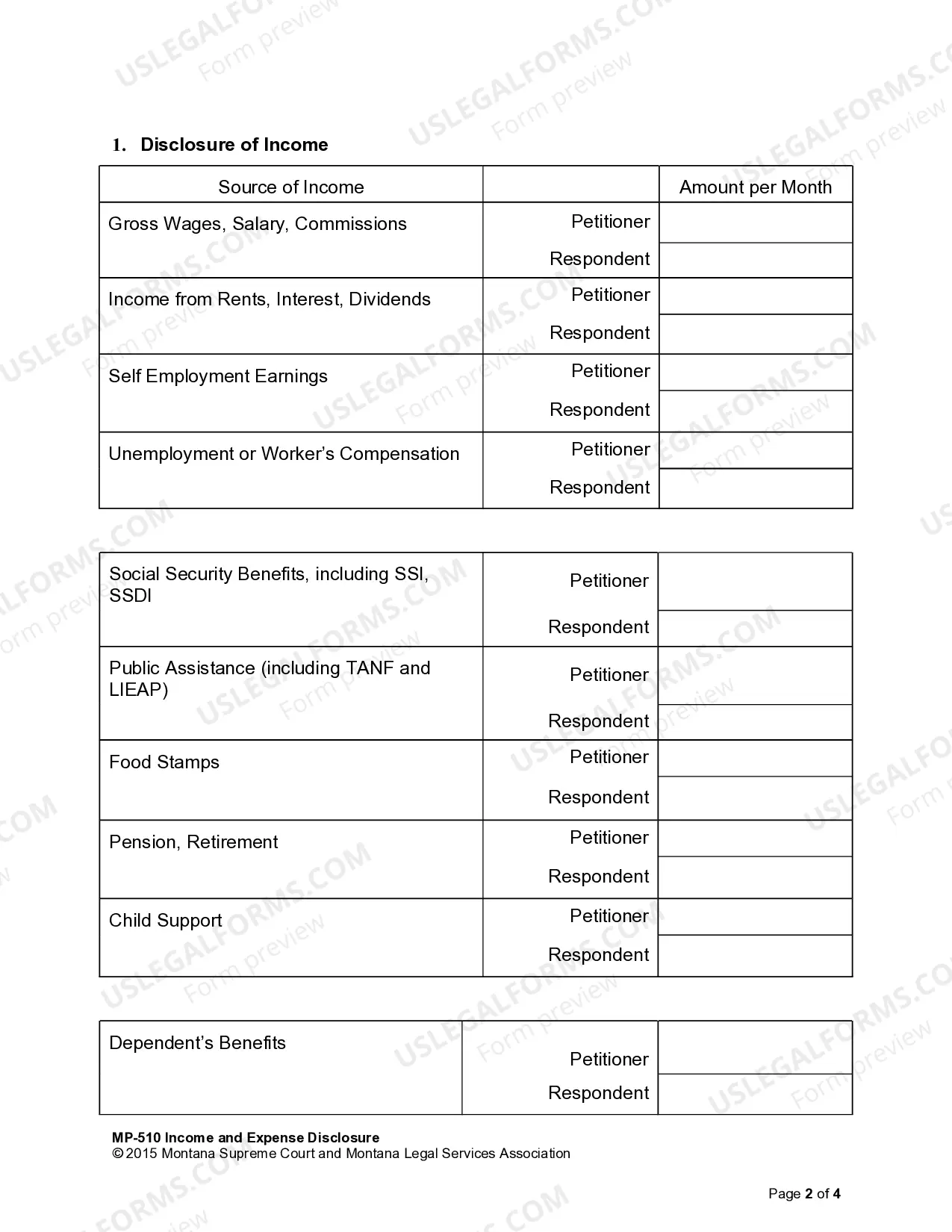 Preview Income and Expense Disclosure