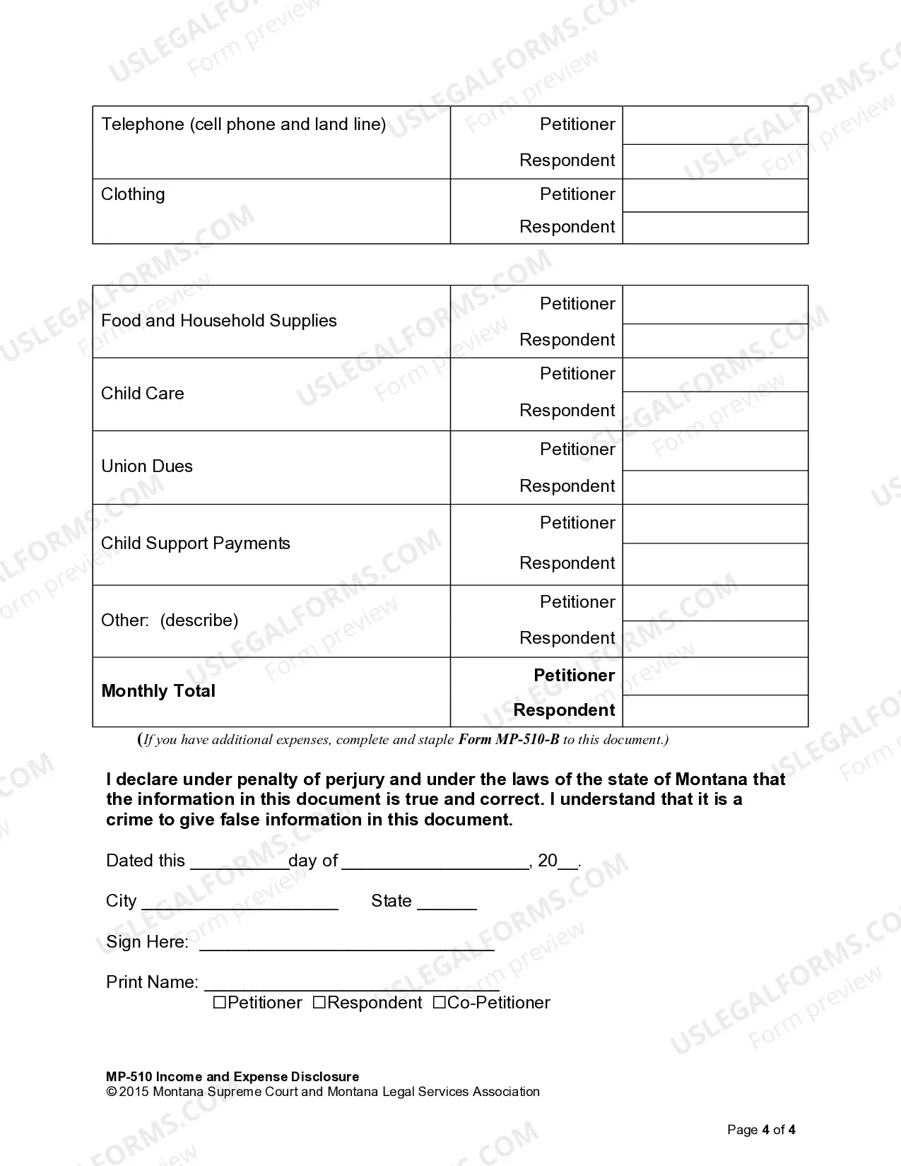 Preview Income and Expense Disclosure
