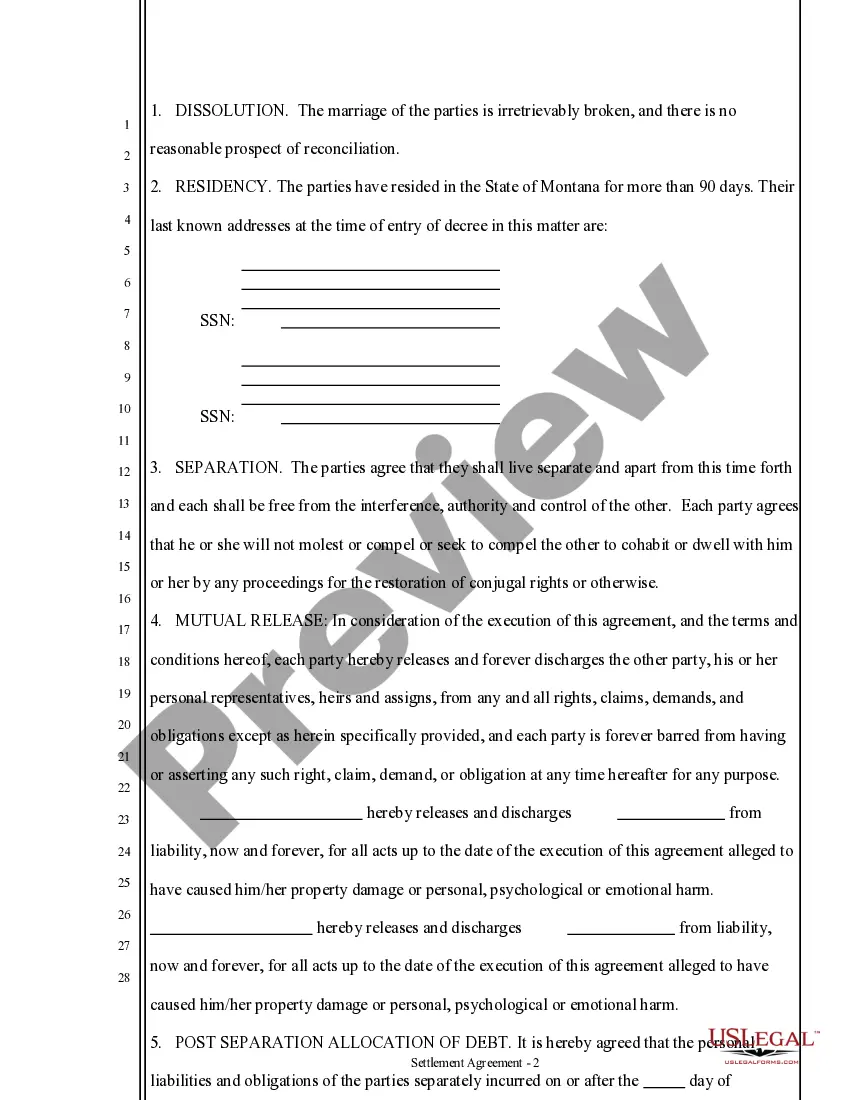 Preview Marital Domestic Separation and Property Settlement Agreement Adult Children