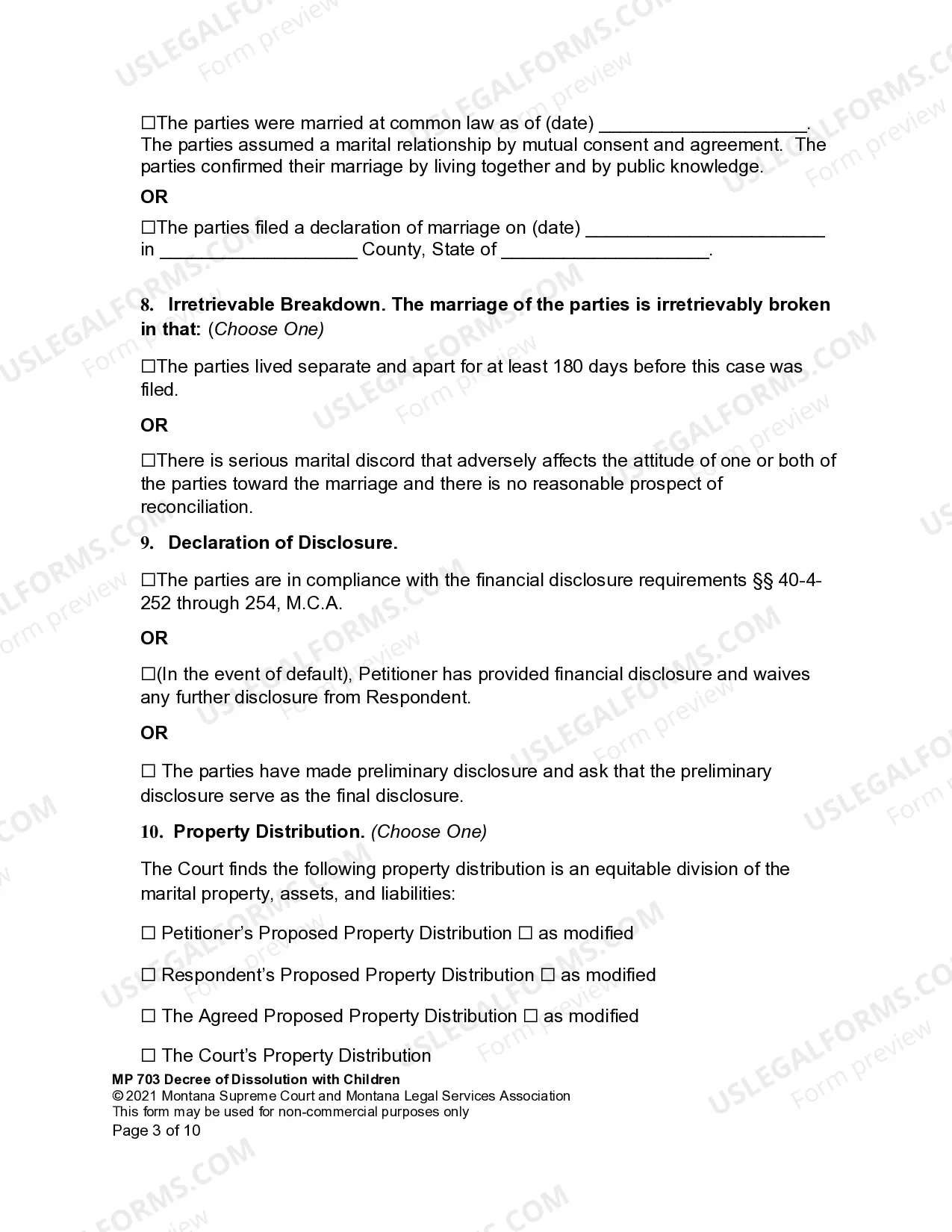 Preview Joint Petition for Dissolution