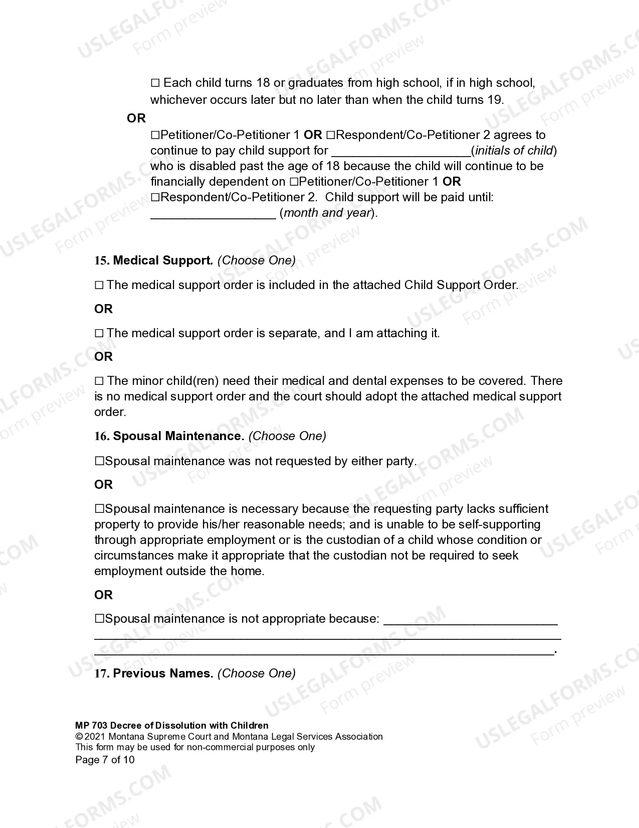 Preview Joint Petition for Dissolution