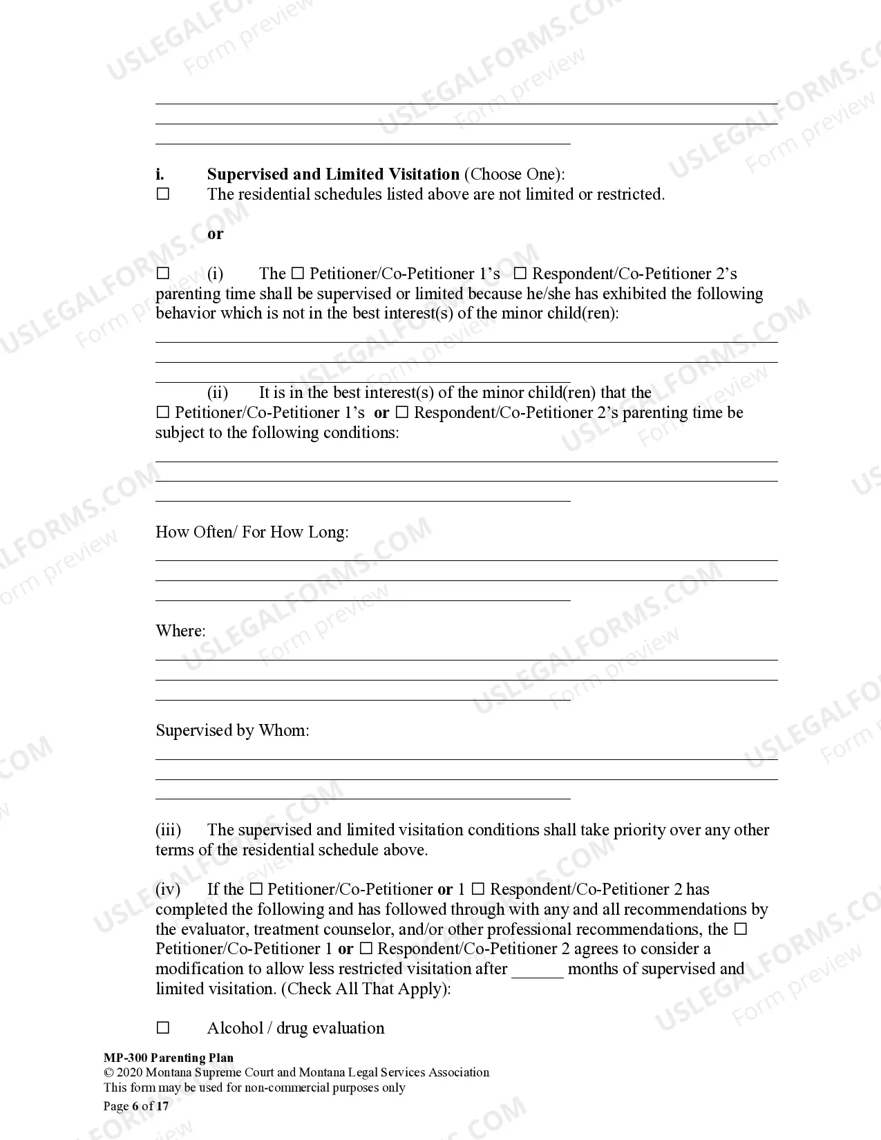 Preview Parenting Plan for Joint Dissolution
