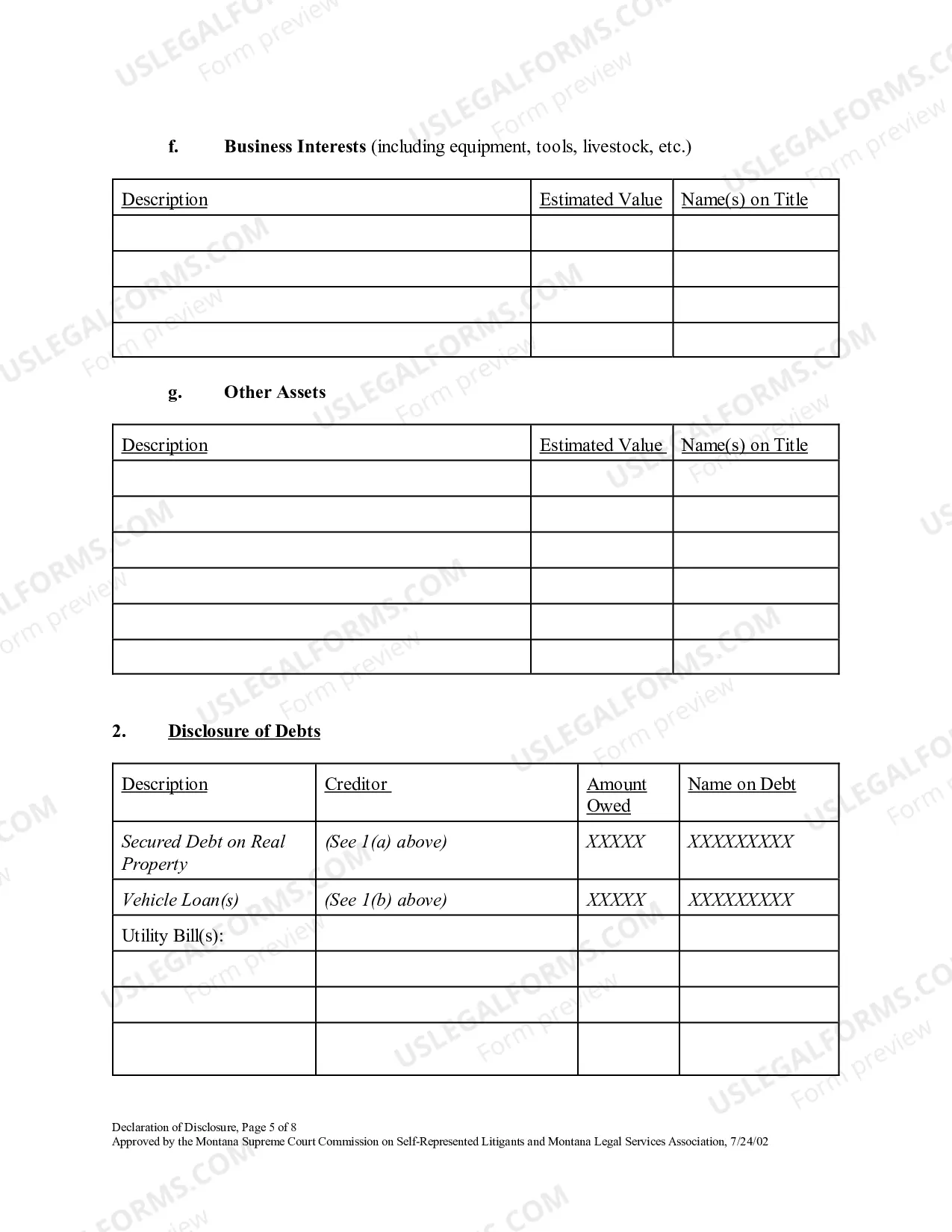 Preview Final Declaration of Disclosure of Assets, Debts, Income and Expenses