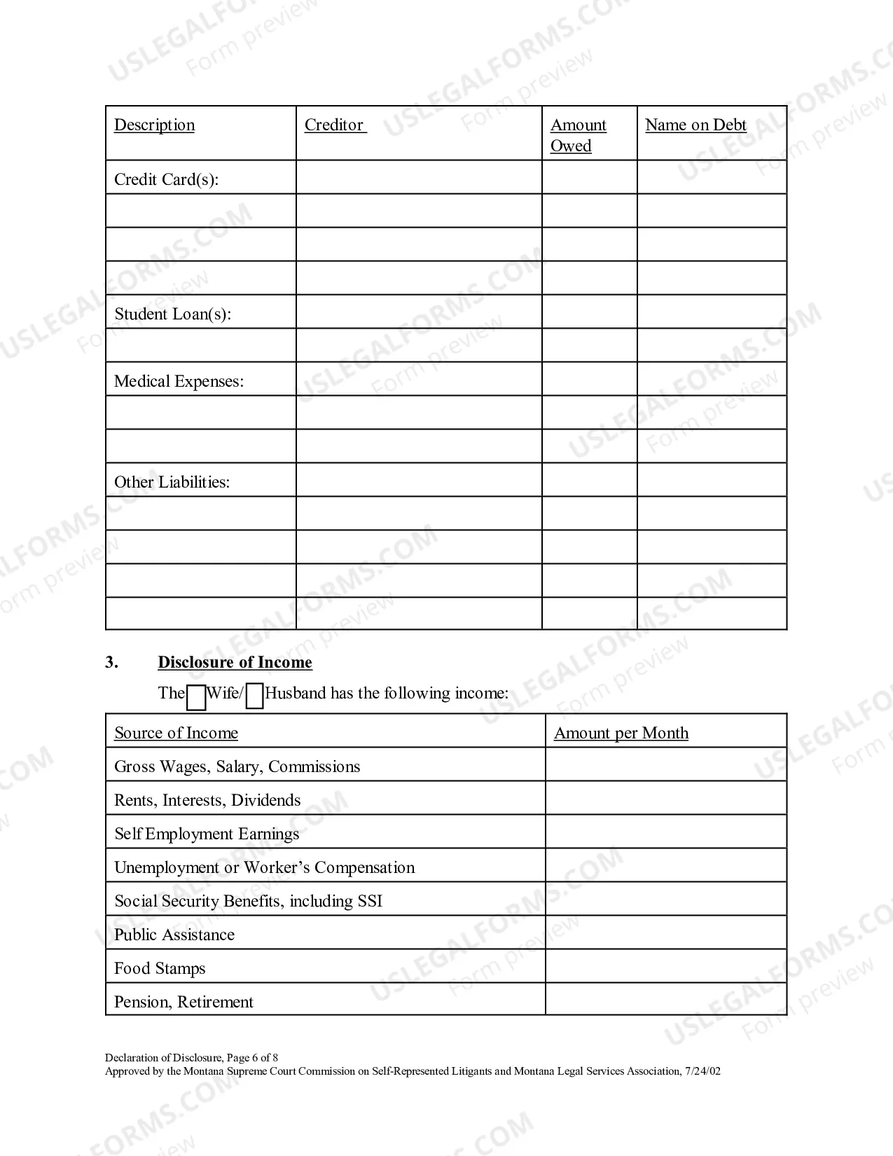 Preview Final Declaration of Disclosure of Assets, Debts, Income and Expenses