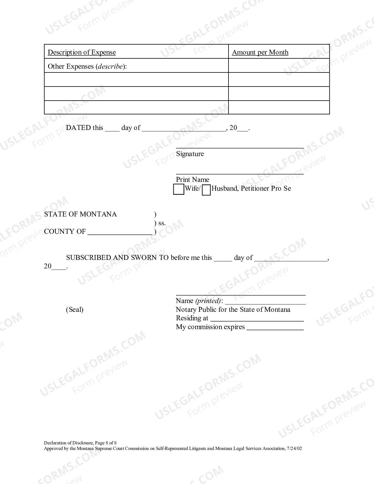 Preview Final Declaration of Disclosure of Assets, Debts, Income and Expenses