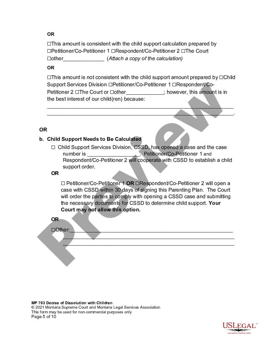 Montana Findings Of Fact Conclusions Of Law And Final Decree Of Dissolution Joint 8874