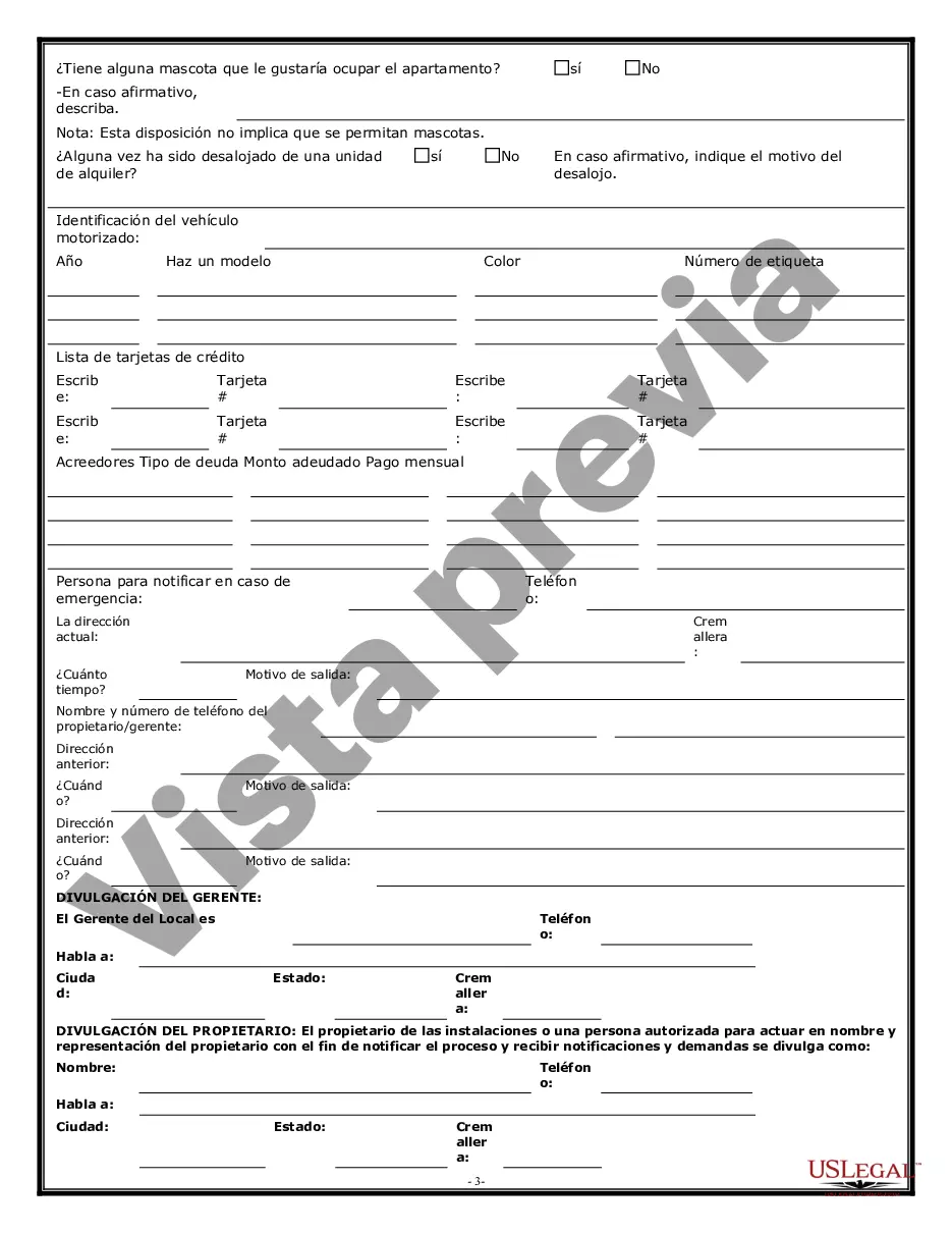 Preview Cuestionario de solicitud de alquiler de arrendamiento de apartamento