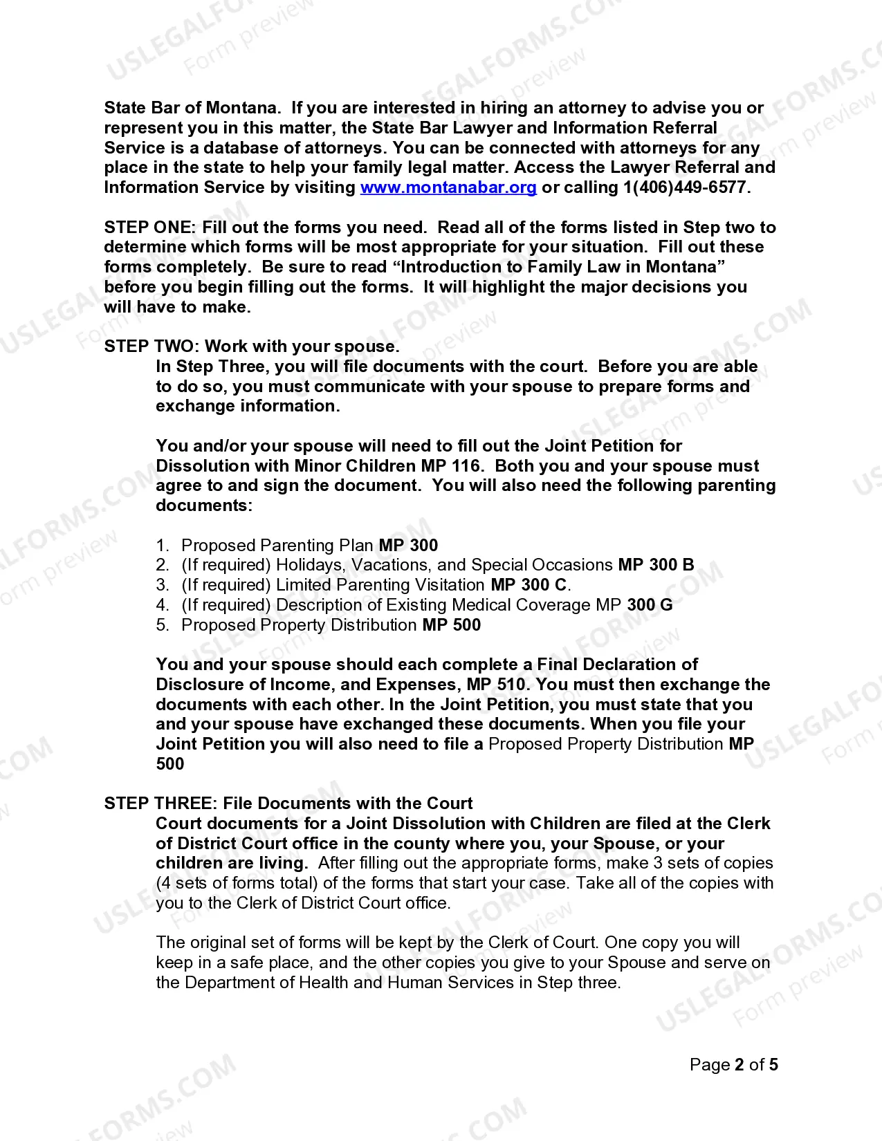 Preview Joint Petition for Divorce Instructions - With Children