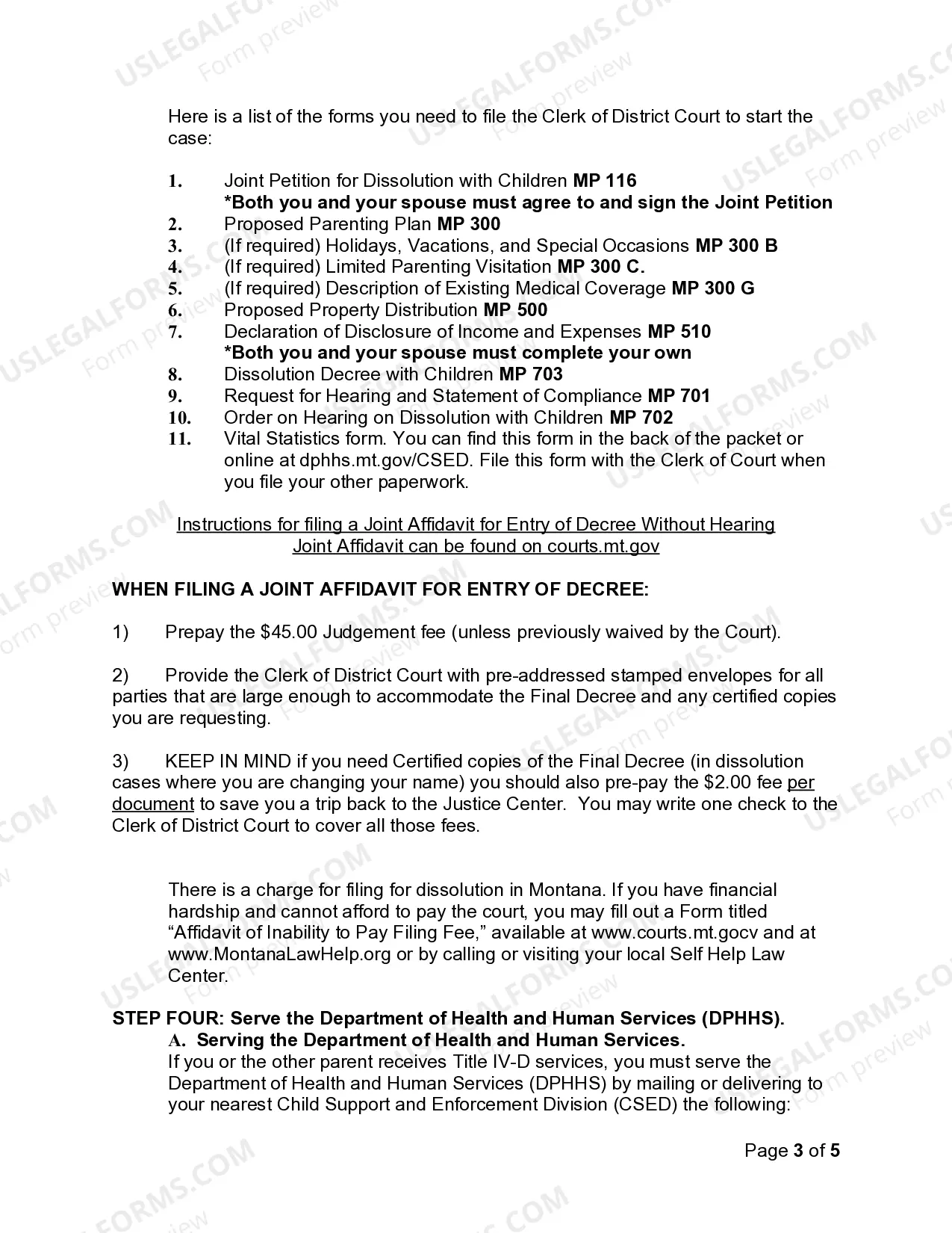 Preview Joint Petition for Divorce Instructions - With Children