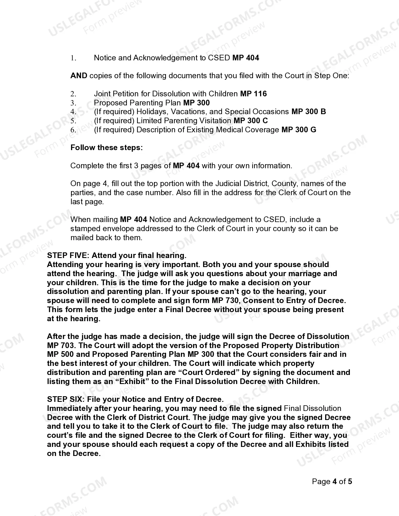 Preview Joint Petition for Divorce Instructions - With Children