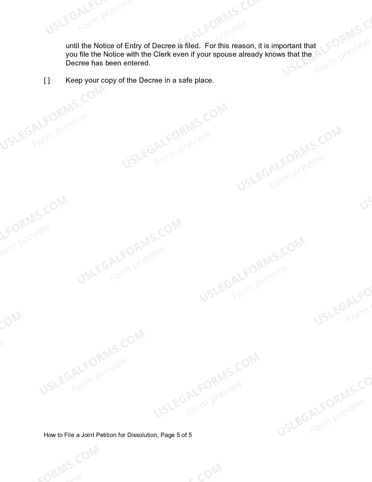 Preview Instructions for a Joint Petition Divorce - No Children