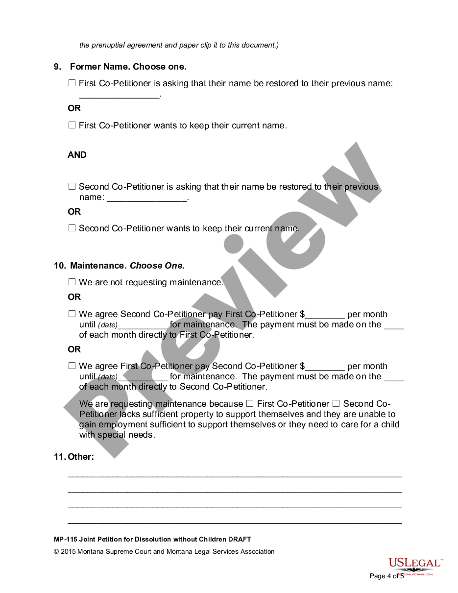 page 3 Joint Petition for Dissolution - No Children preview