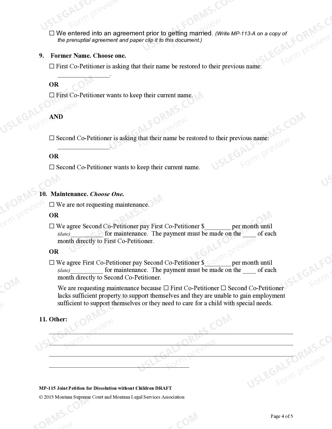 Preview Joint Petition for Dissolution - No Children