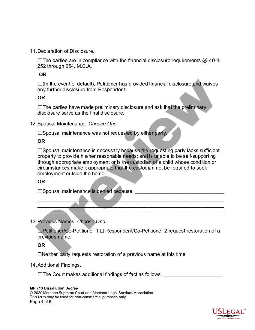 page 3 Findings of Fact, Conclusion of Law, and Final Decree of Dissolution - Joint Dissolution - No Children preview